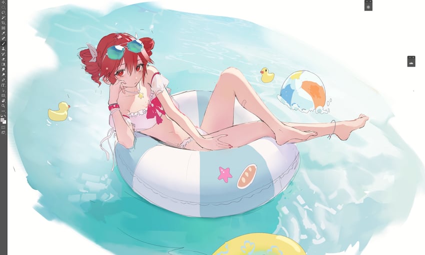 UTAU、重音Teto 1名女孩 画框中的绘图软件 法棍 球 创可贴