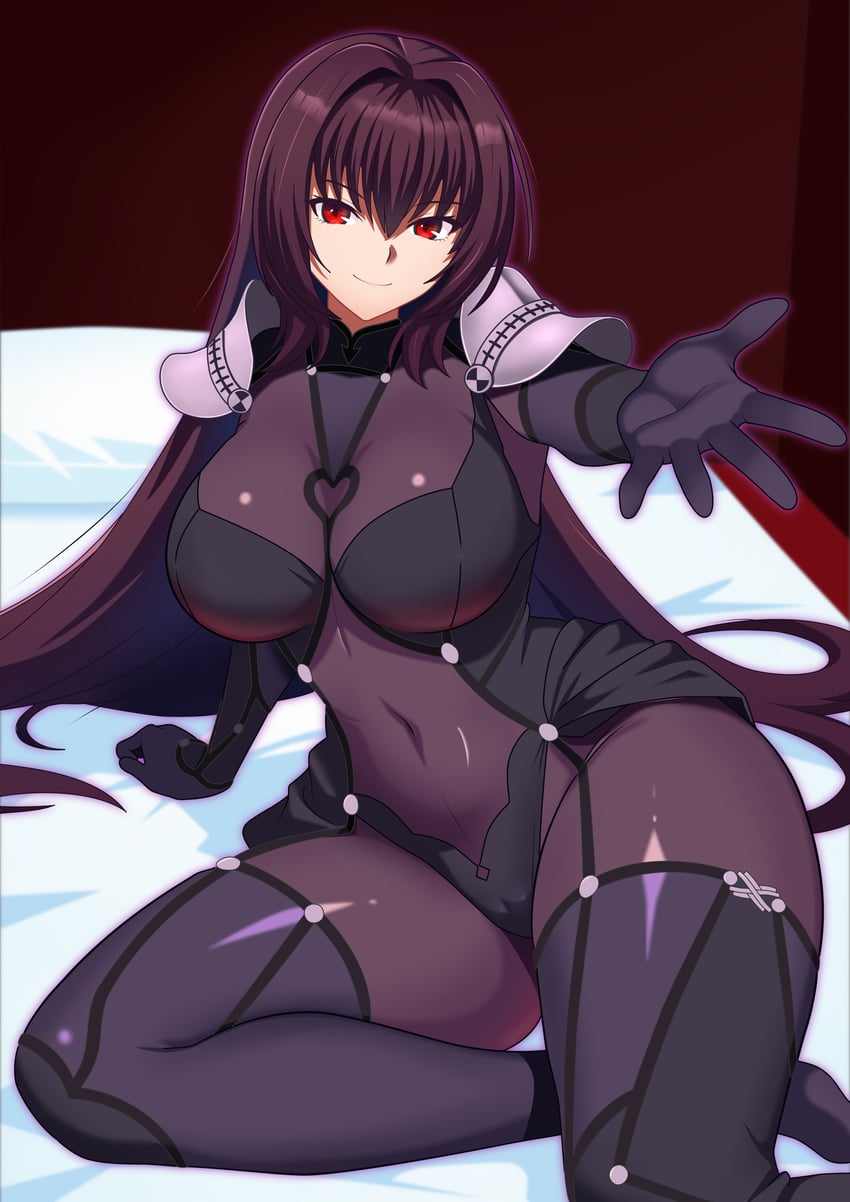Fate/Grand Order、Fate系列、斯卡哈 (Fate) 1名女孩 铠甲 紧身连体衣 乳房 乳沟