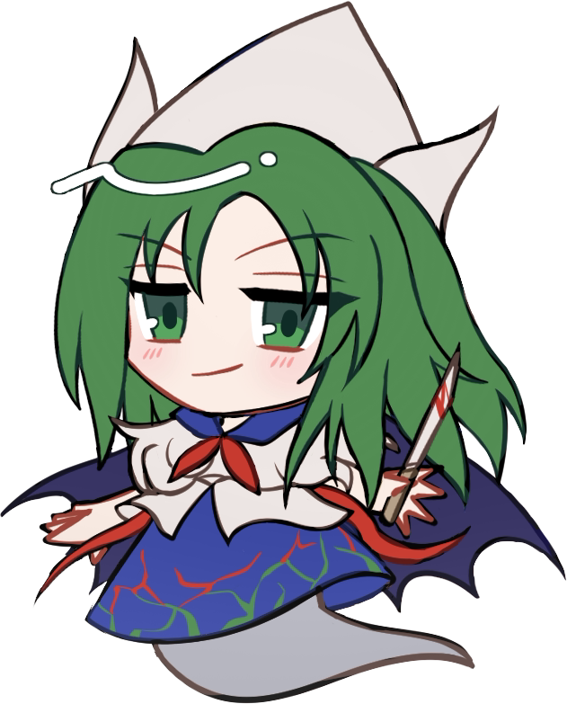 东方Project、东方Project (PC-98)、魅魔 (东方Project) 1名女孩 蓝裙子 脸红 Q版 仅限Q版