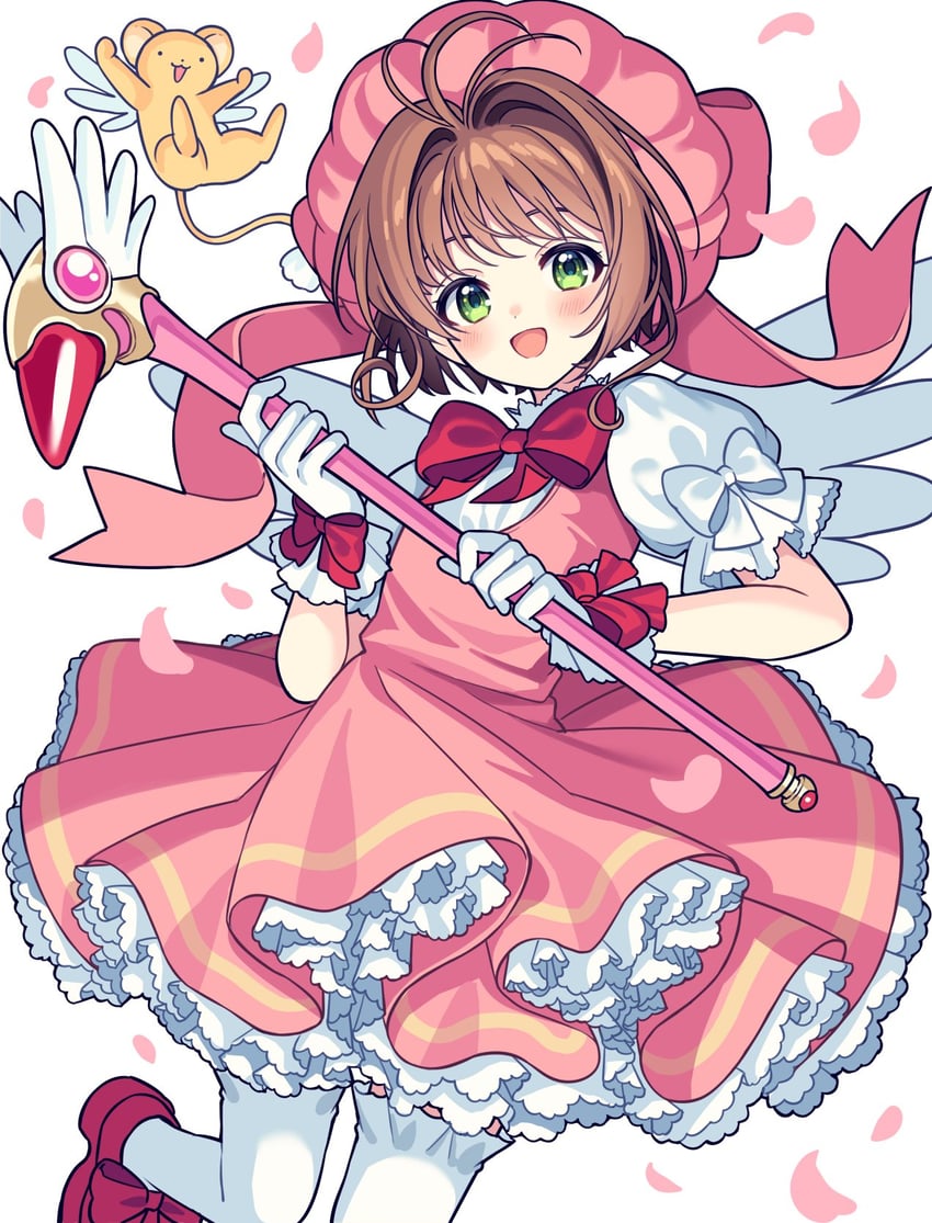 魔卡少女樱、小可 (魔卡少女樱)、木之本樱 1名女孩 :D 呆毛 脸红 蝴蝶结