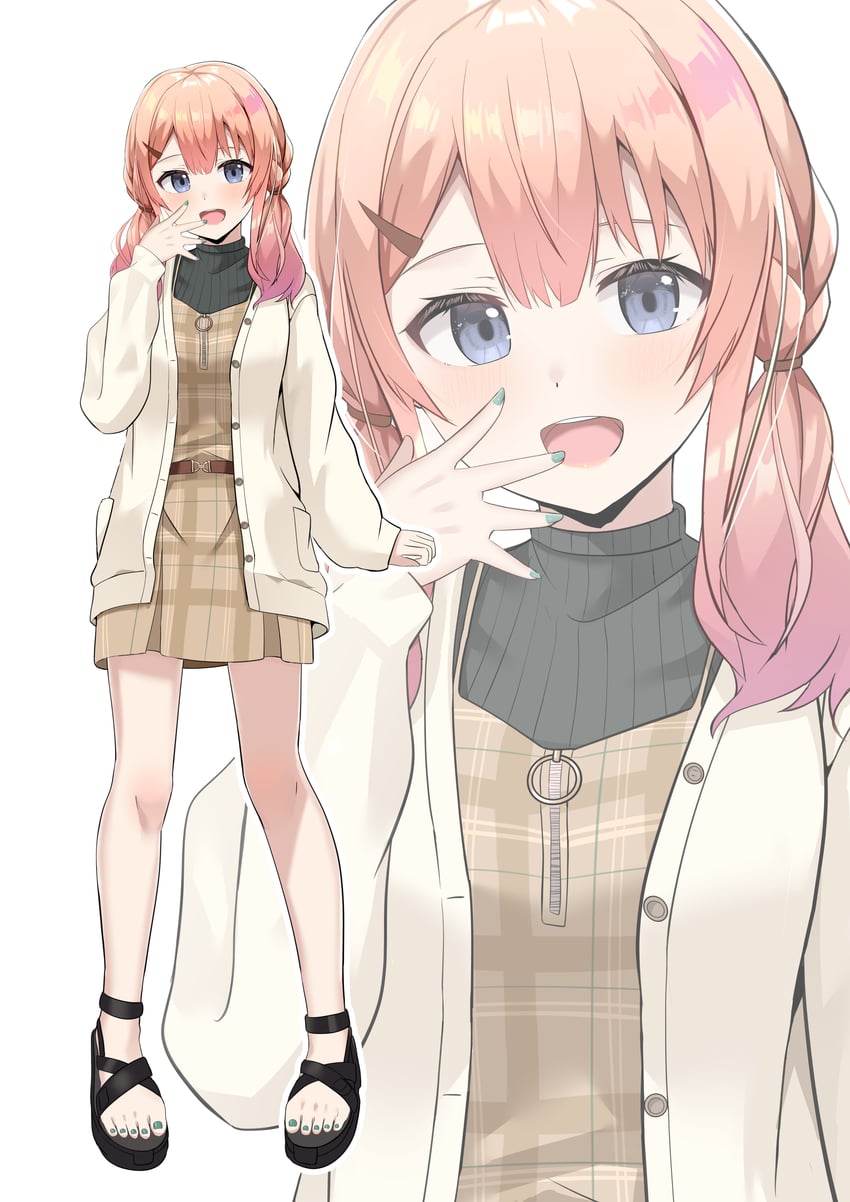 原创 1名女孩 :D 黑凉鞋 黑衬衫 蓝眼