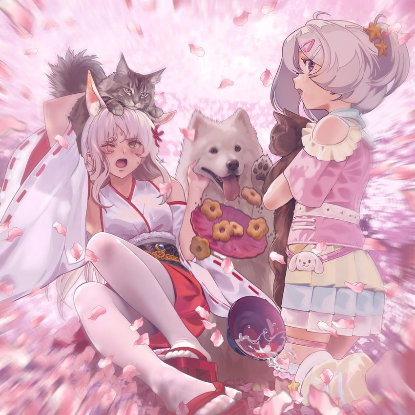 原创 2名女孩 兽耳 露肩 猫 曲奇