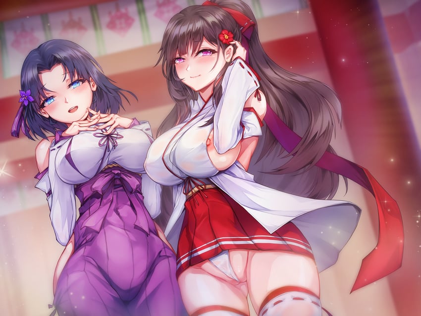 原创 2名女孩 建筑 大腿间可见臀部 蓝眼 脸红