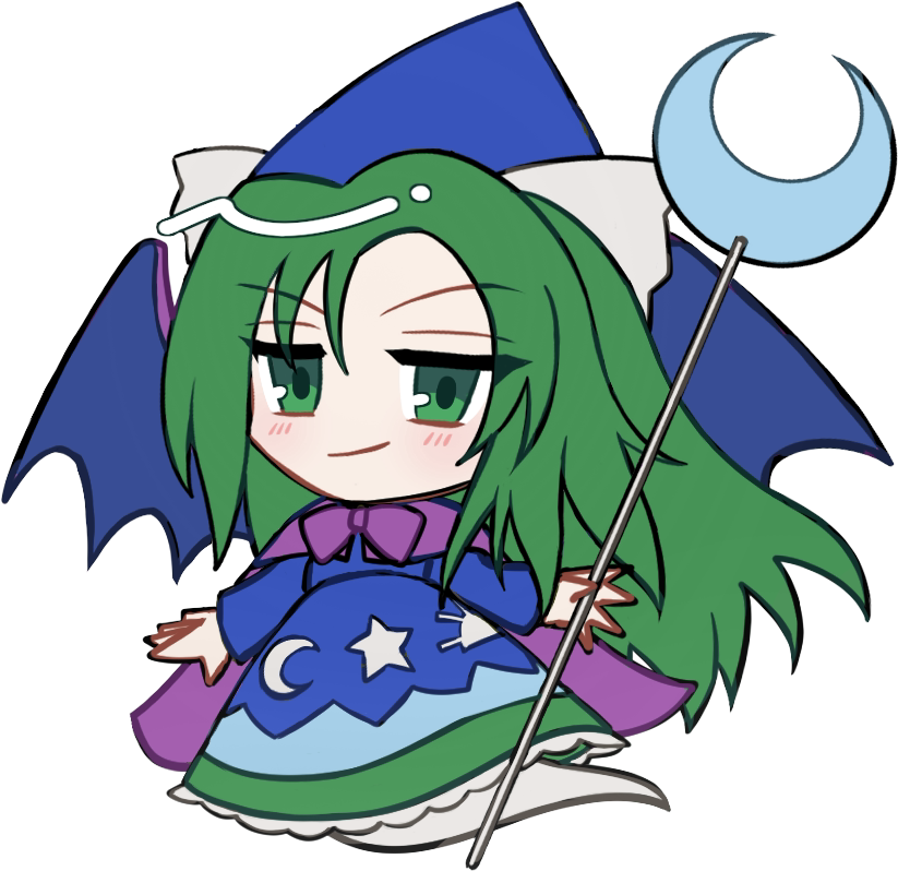 东方Project、东方Project (PC-98)、魅魔 (东方Project) 1名女孩 蓝色连衣裙 蓝帽子 蓝翼 脸红