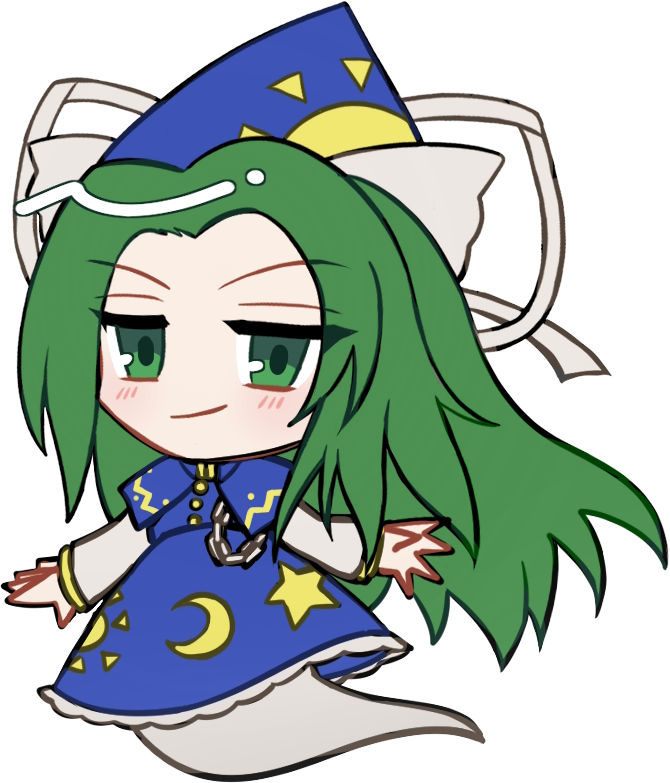 东方Project、东方Project (PC-98)、魅魔 (东方Project) 1名女孩 蓝色小披肩 蓝色连衣裙 蓝帽子 脸红