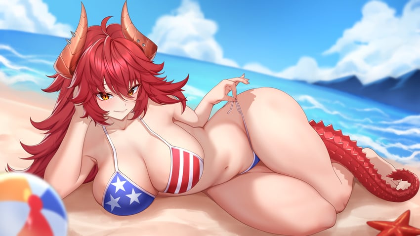 袜子事务所、Zentreya、Zentreya (龙形态) 1名女孩 海滩 比基尼 蓝色比基尼 乳房