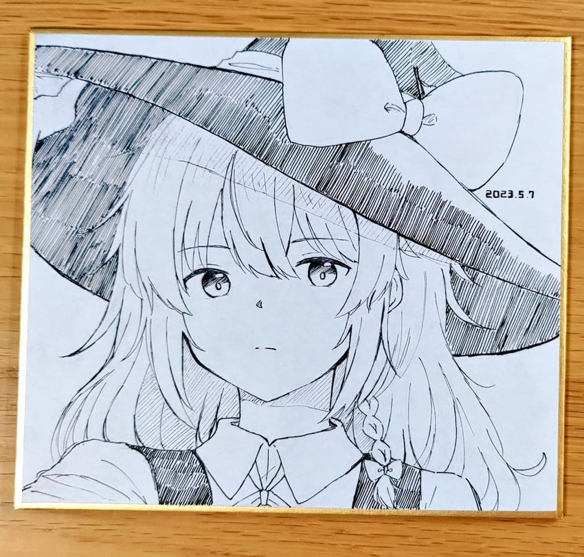 东方Project、雾雨魔理沙 1名女孩 蝴蝶结 辫子 有领衬衫 有日期