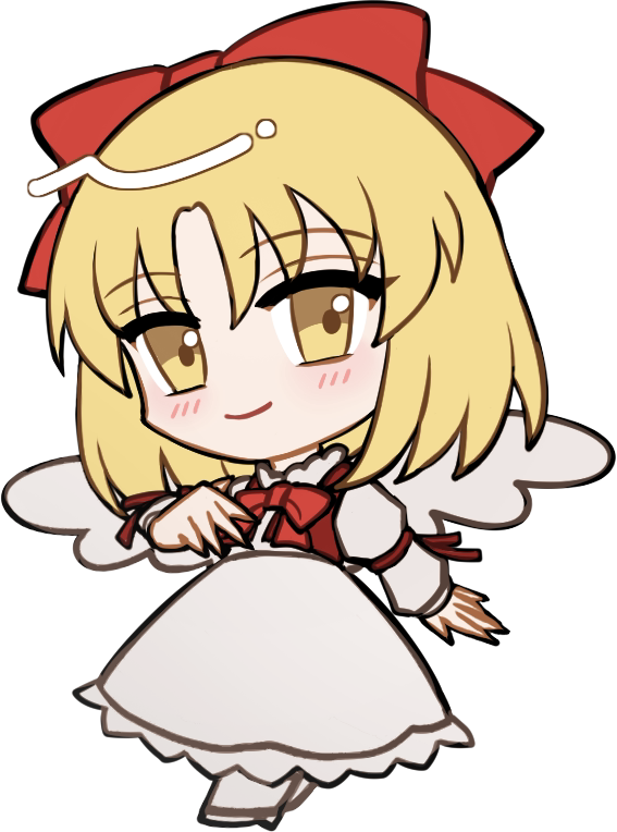 东方Project、东方Project (PC-98)、幻月 (东方Project) 1名女孩 金发 脸红 蝴蝶结 蝶形领结