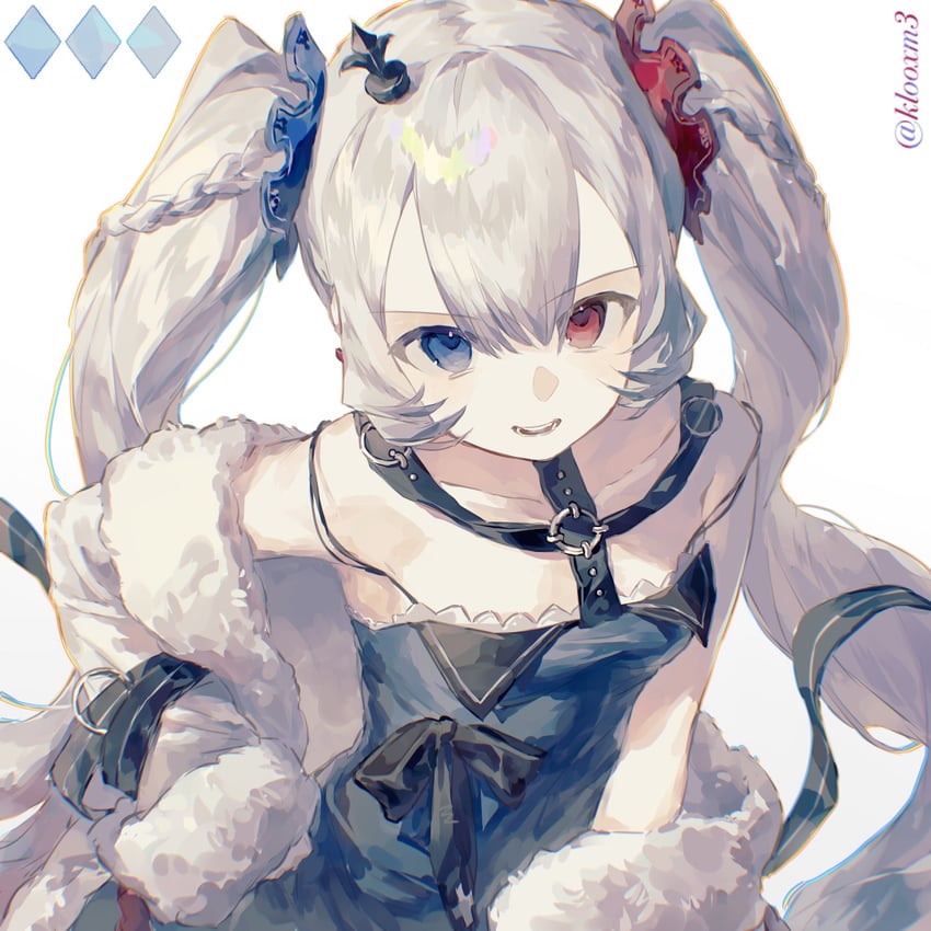 韵律源点 Arcaea、shirahime (arcaea) 1名女孩 作者名 露肩 黑色连衣裙 蓝眼