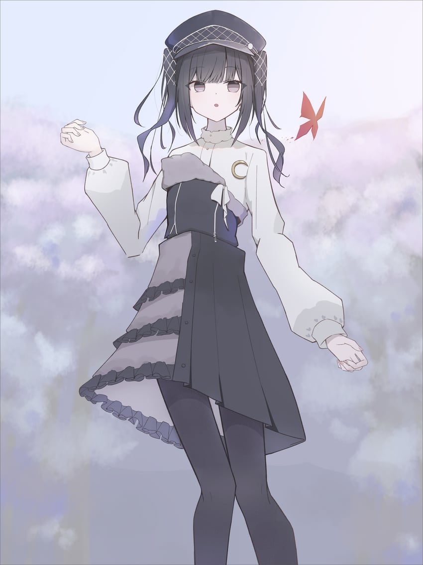 魔法少女的小镇审判、黑部奈乃花 1名女孩 黑发 黑帽子 黑色连裤袜 虫子