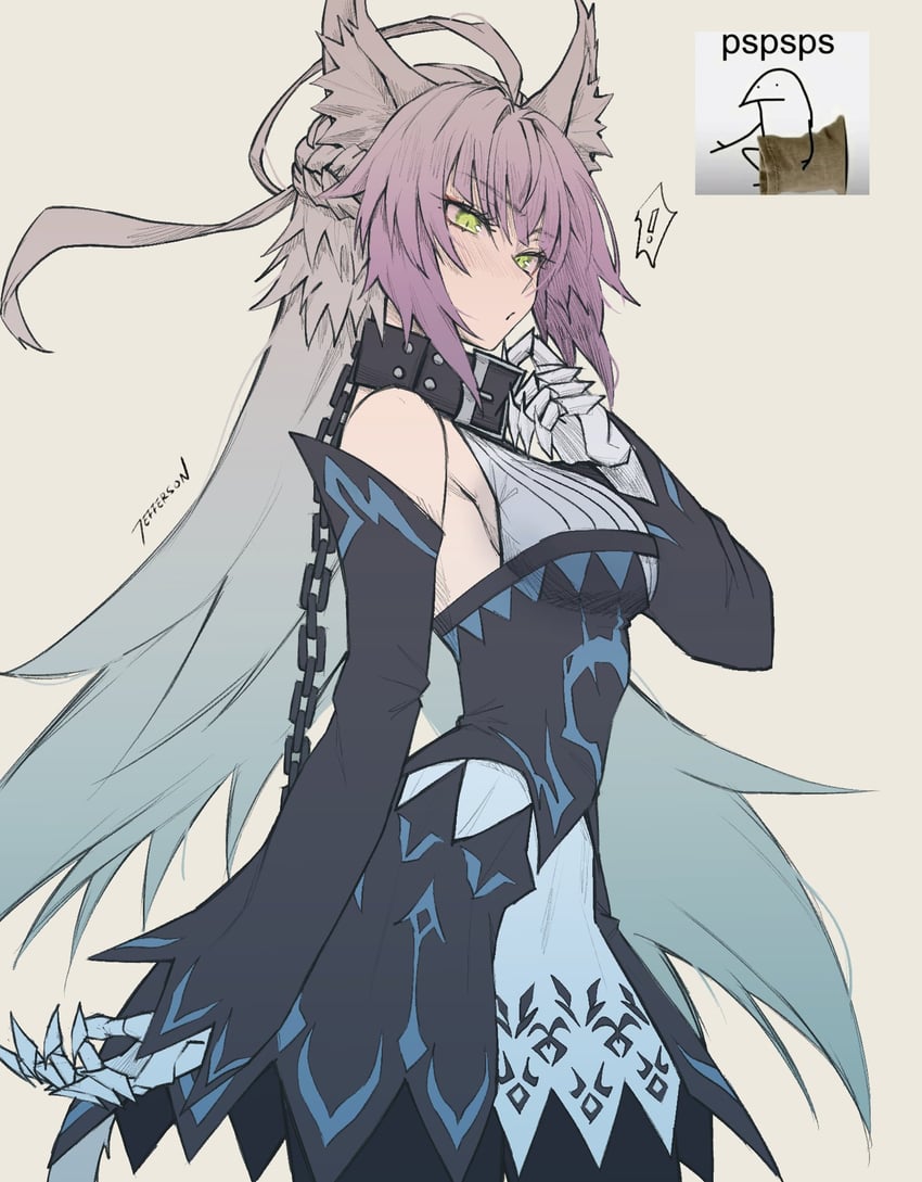 Fate/Grand Order、Fate系列、阿塔兰忒 (Fate) 1名女孩 呆毛 兽耳 露肩 皮带项圈