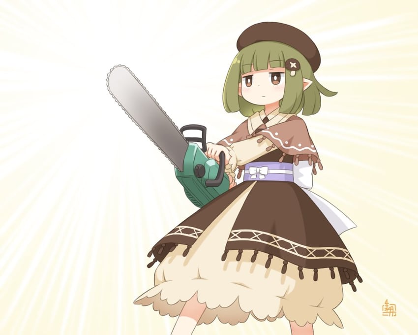 原创、sienit (kitagawa suigetsu) 1名女孩 作者标志 蝴蝶结 棕色短斗篷 棕眼睛