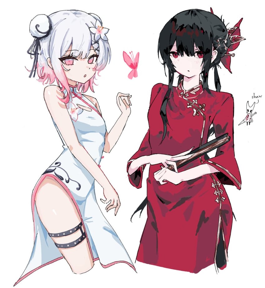 魔法少女的小镇审判、黑发恶魔女孩 (Shimmer)、二阶堂博 2名女孩 替换服装 不同发型 裸腿 露肩