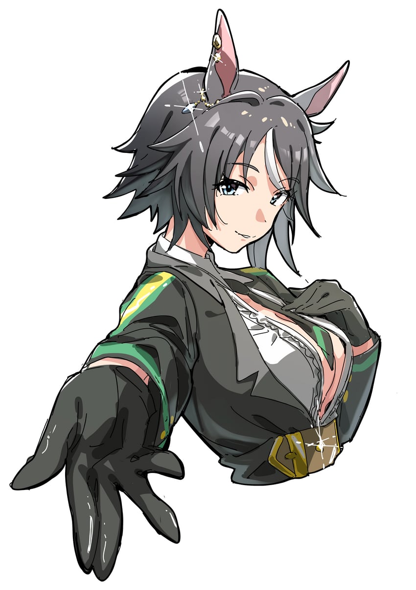 赛马娘、富士奇迹 (流星歌舞秀) (赛马娘)、富士奇迹 (赛马娘) 1名女孩 呆毛 兽耳 腰带 黑色手套