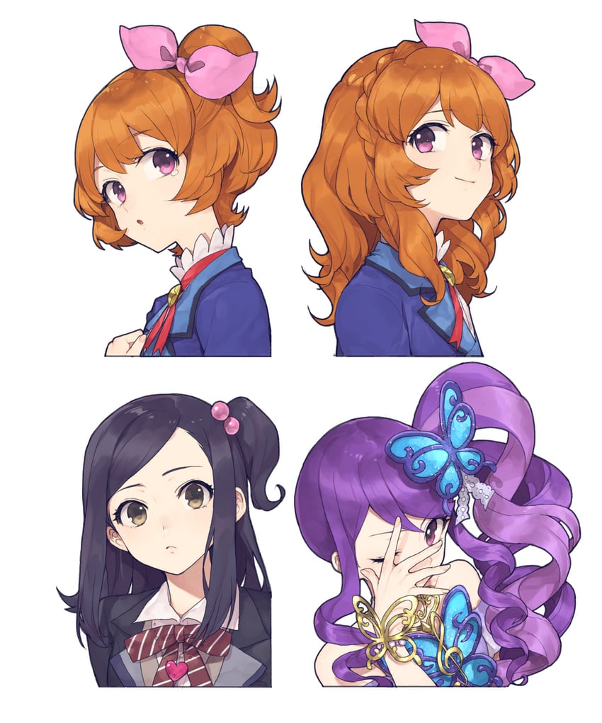偶像活动、偶像活动、BanG Dream! 4个女孩 黑发 蝴蝶结 棕发 蝴蝶发饰