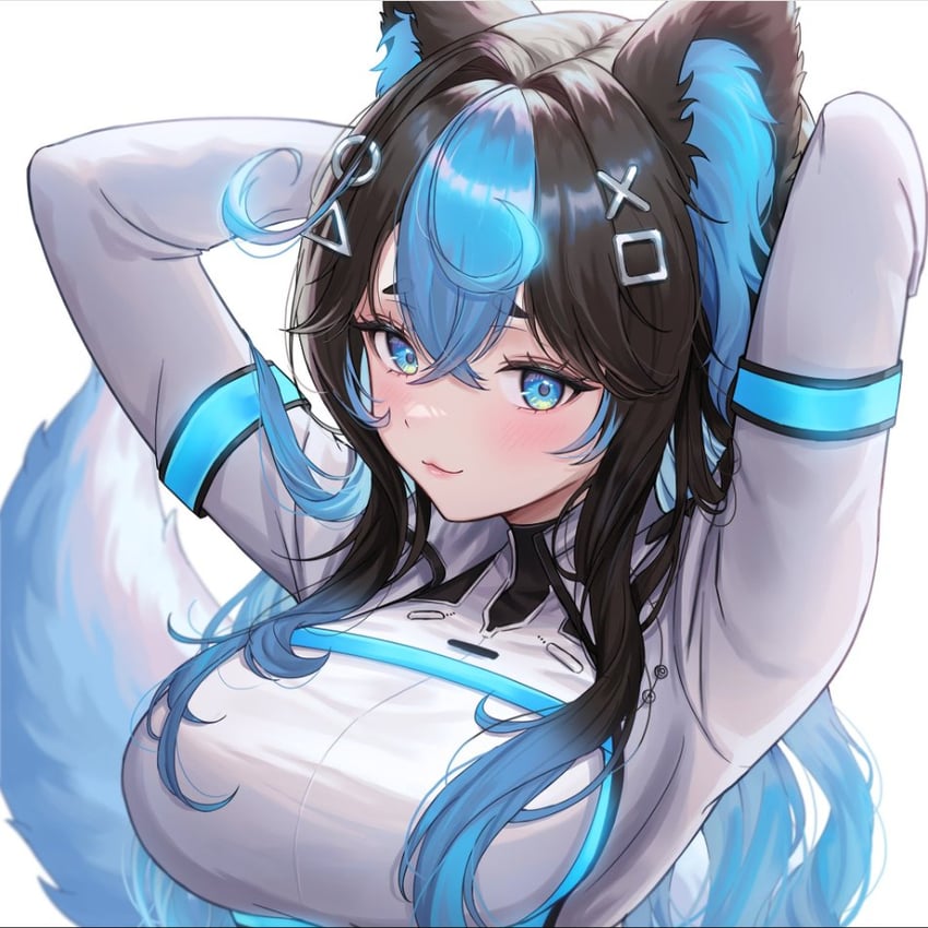 个人势虚拟主播、dipperdog rpg 1名女孩 兽耳 双手抱头 黑发 蓝眼