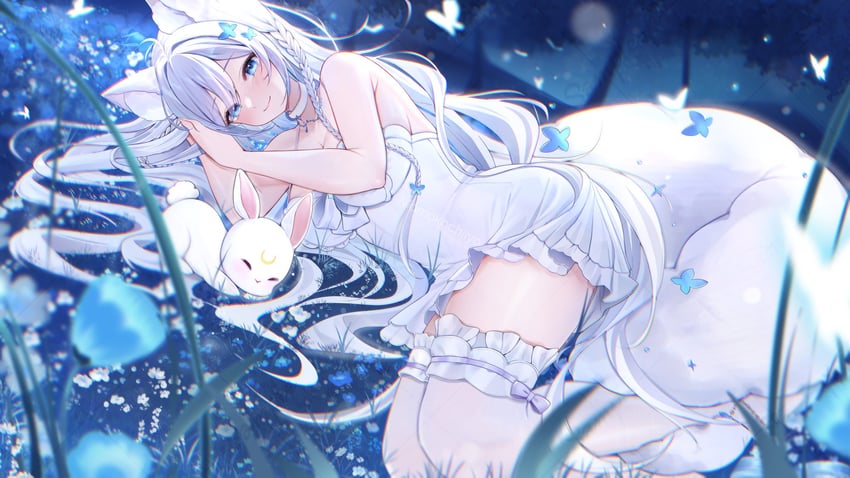 个人势虚拟主播、nyubun (vtuber) 1名女孩 动物 兽耳 作者名 蓝眼