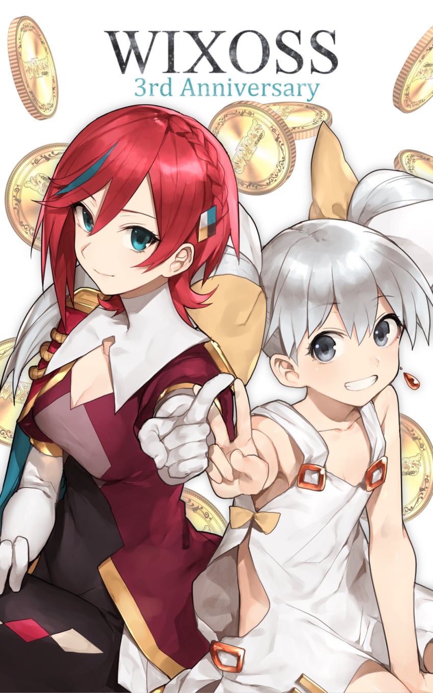 Lostorage incited WIXOSS、WIXOSS、莉露 (WIXOSS) 2名女孩 周年纪念 蓝色挑染 辫子 乳房