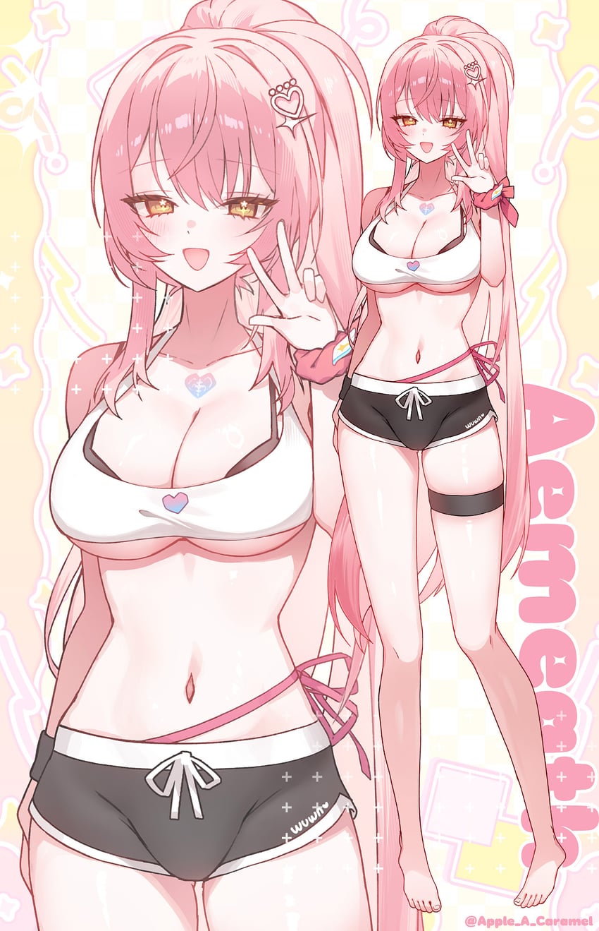 鸣潮、Aemeath (鸣潮) 1名女孩 替换服装 乳房 乳沟 发饰