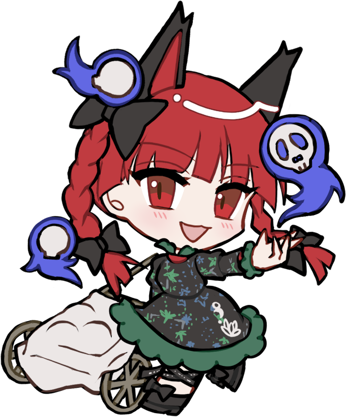 东方Project、火焰猫燐 1名女孩 猫脸笑 :D 兽耳 黑色蝴蝶结