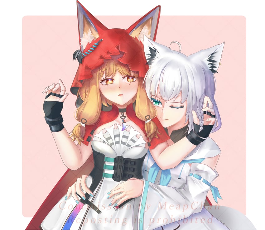 明日方舟、明日方舟：终末地、Hololive 2名女孩 兽耳毛 兽耳 黑色手套 金发
