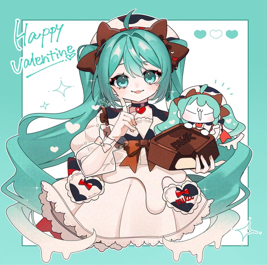 VOCALOID、初音未来、tirol miku 1名女孩 猫脸笑 呆毛 动物花纹 贝雷帽