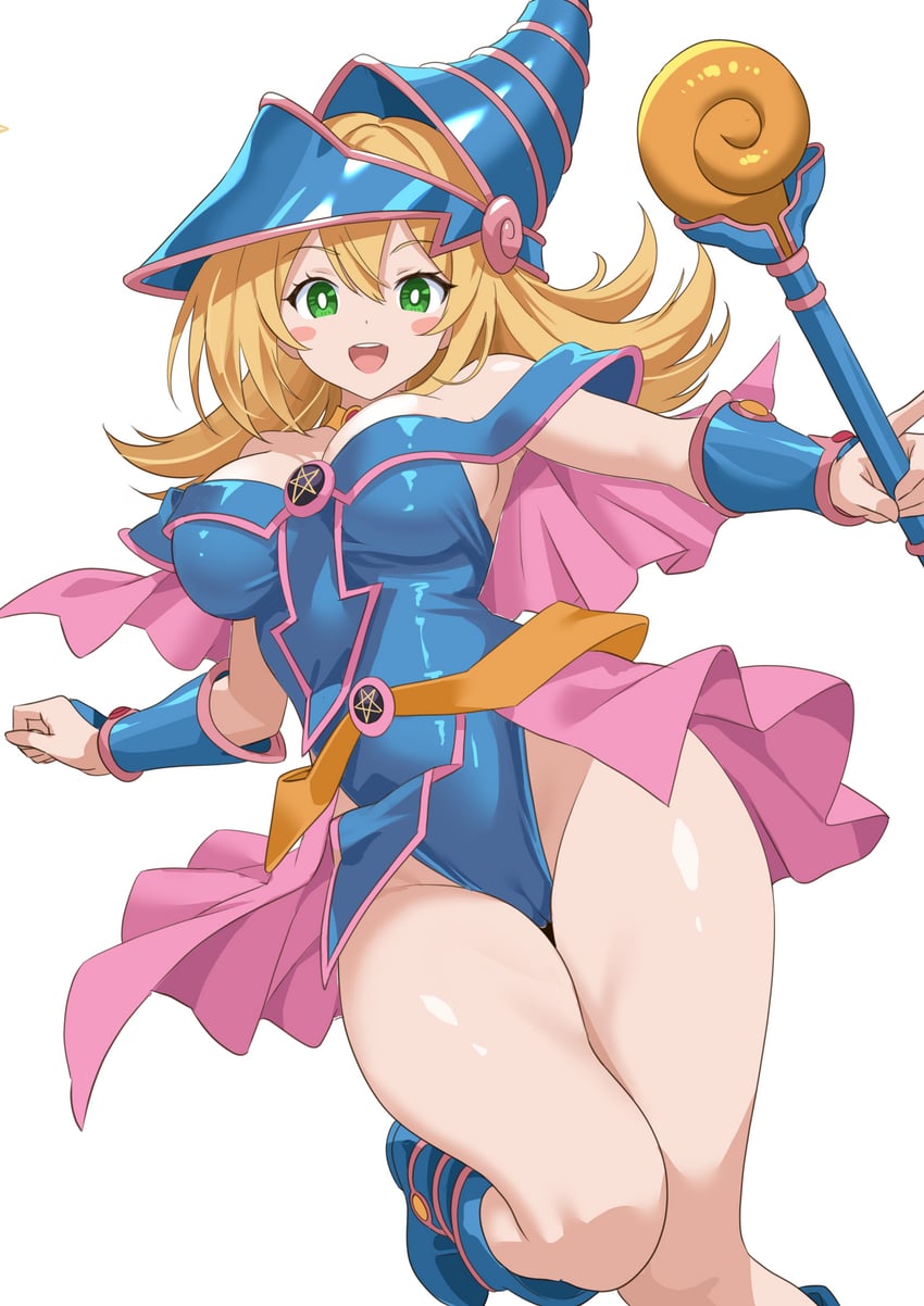 游戏王、黑魔导女孩 1名女孩 :D 金发 蓝色靴子 蓝色紧身衣