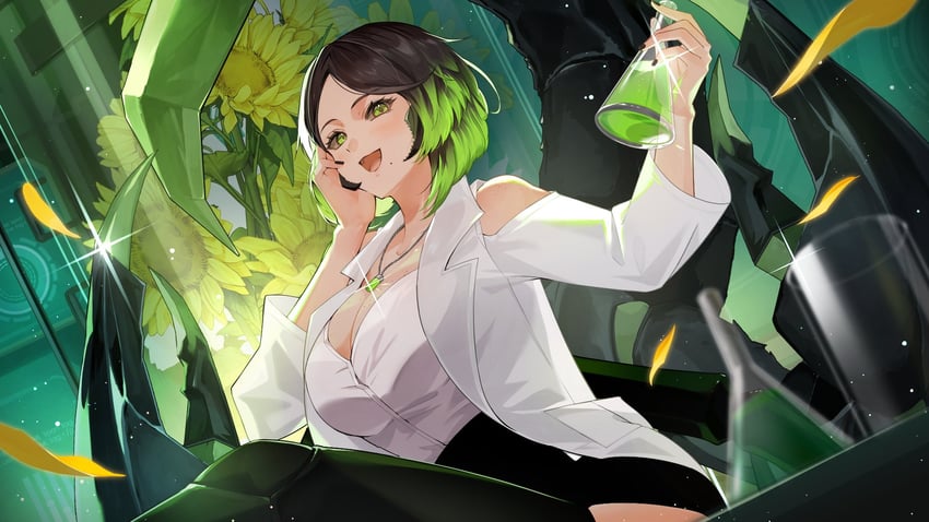 个人势虚拟主播、radia active 1名女孩 节肢动物娘 黑色指甲 黑色裙子 全身雀斑