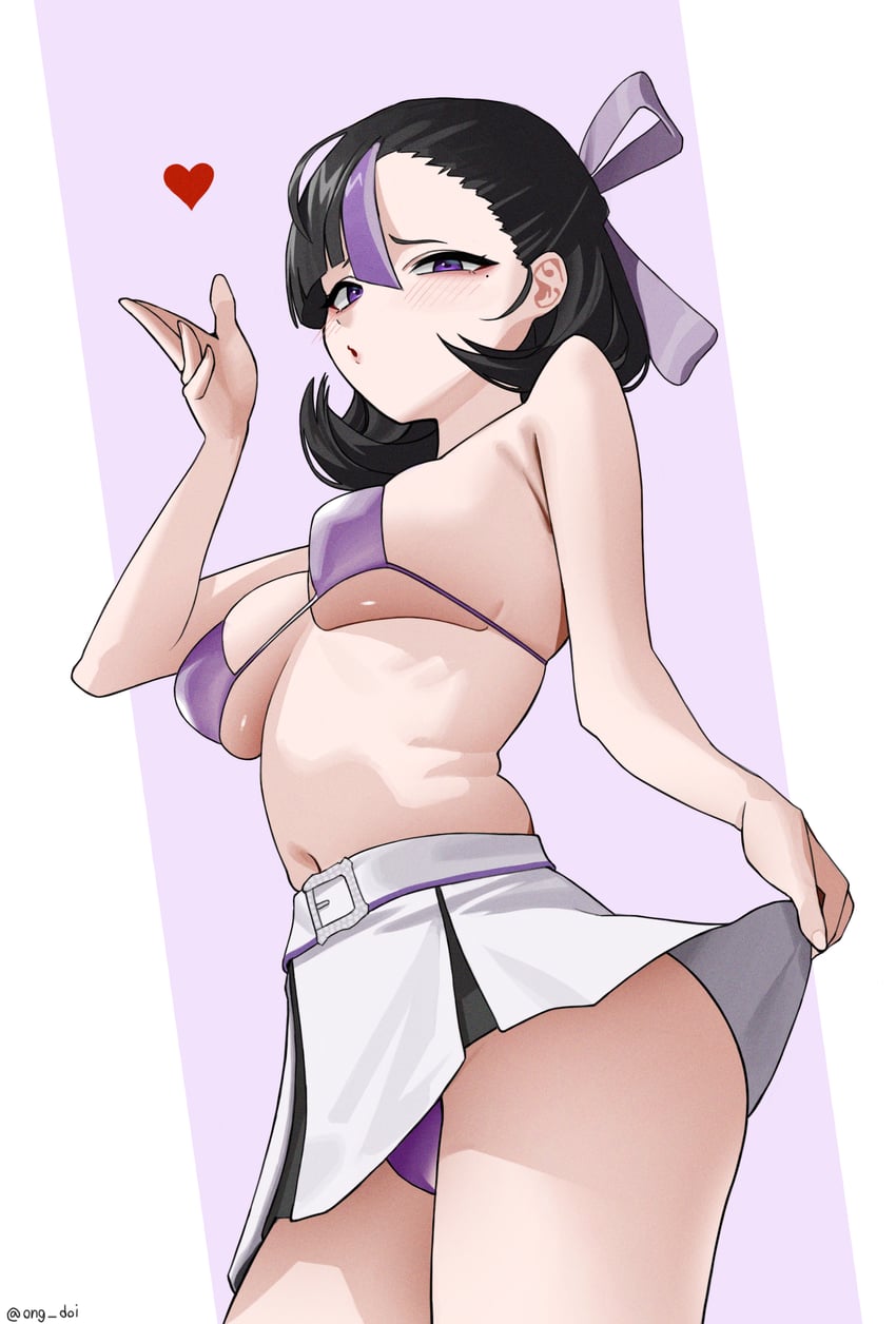 胜利女神：妮姬、舒恩 (胜利女神：妮姬) 1名女孩 异形乳量 (大) 比基尼 黑发 飞吻