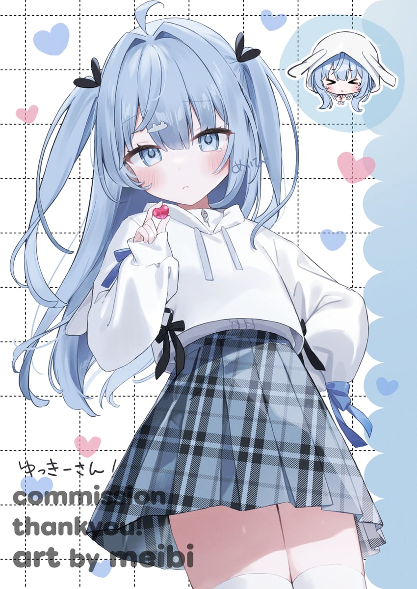 原创 1名女孩 闭眼挤眼 呆毛 兽耳兜帽 作者名
