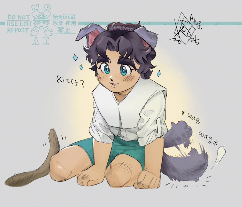 JOJO的奇妙冒险、幻影血脉、乔纳森·乔斯达 1名男孩 幼化 兽耳 脸红 猫尾