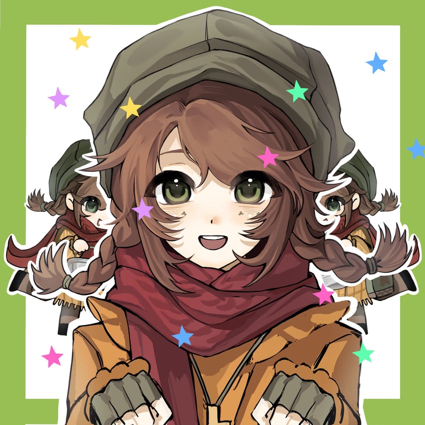 第五人格、艾玛·伍兹 (第五人格)、emma woods (winter memories) 1名女孩 边框 辫子 棕色手套 棕发