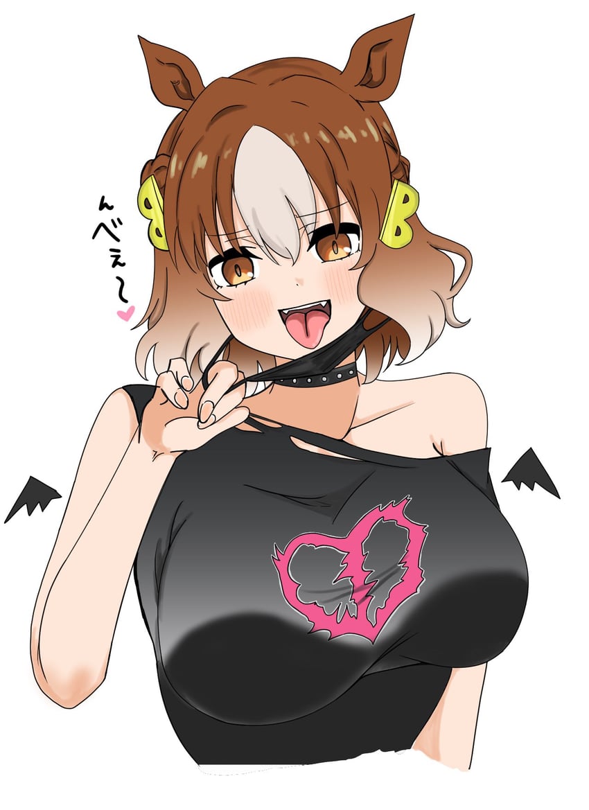 赛马娘、赛马娘：芦毛灰姑娘、贝尔诺轻光 (赛马娘) 1名女孩 兽耳 黑色项圈 黑色夹克 黑衬衫
