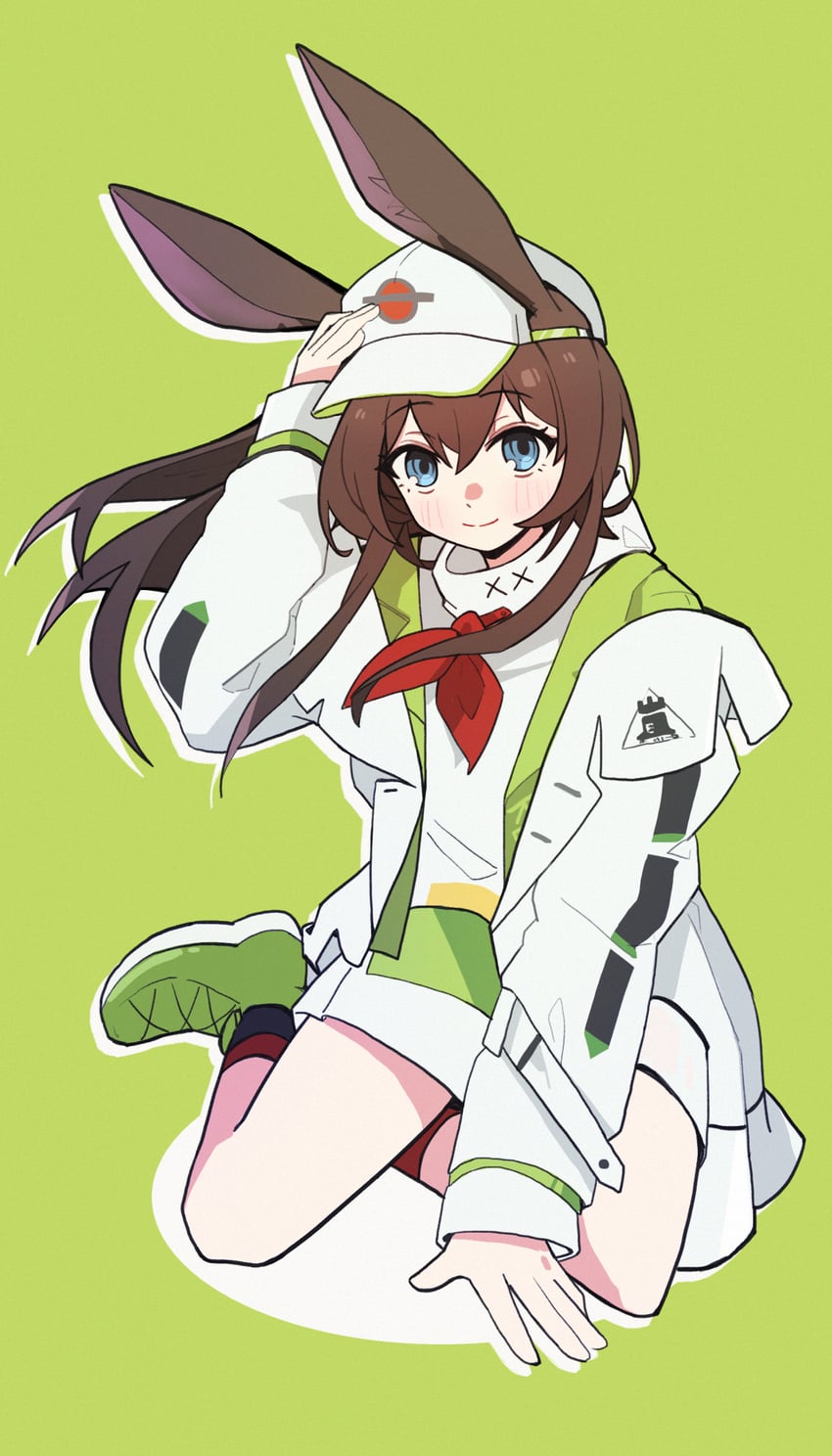 明日方舟、阿米娅 (明日方舟)、阿米娅 (播种者) (明日方舟) 1名女孩 兽耳 包 棒球帽 蓝眼