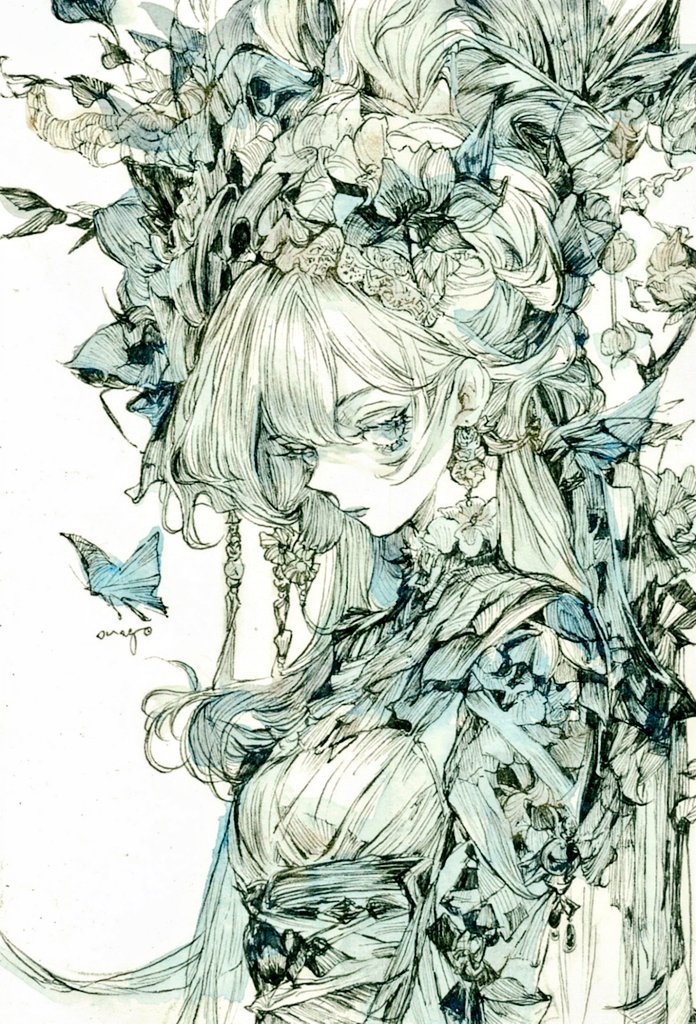 原创 1名女孩 虫子 蝴蝶 连衣裙 耳环