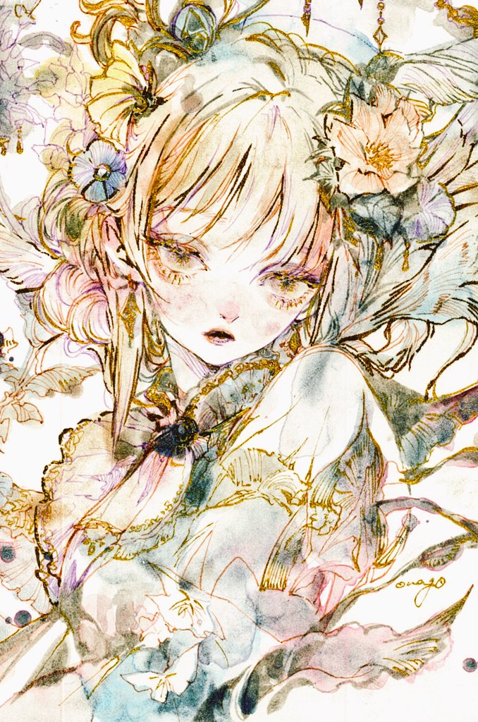 原创 1名女孩 胸部镂空 闭嘴 服装镂空 花