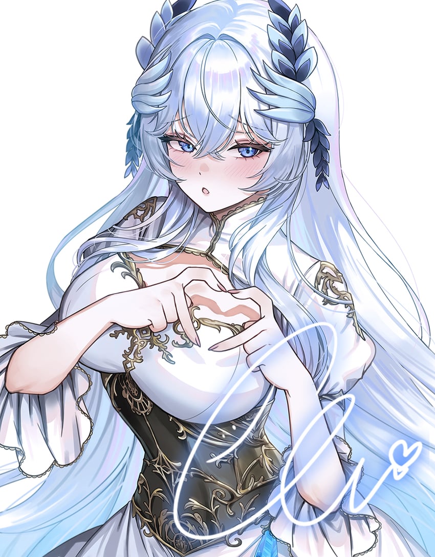 二次元插画 1名女孩 蓝眼 乳房 胸部镂空 服装镂空