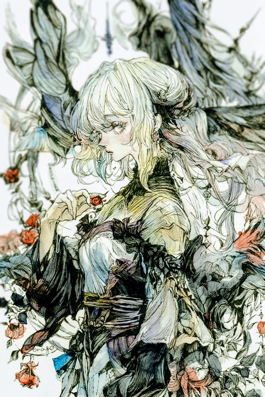 原创 1名女孩 模糊 模糊背景 牛仔 连衣裙