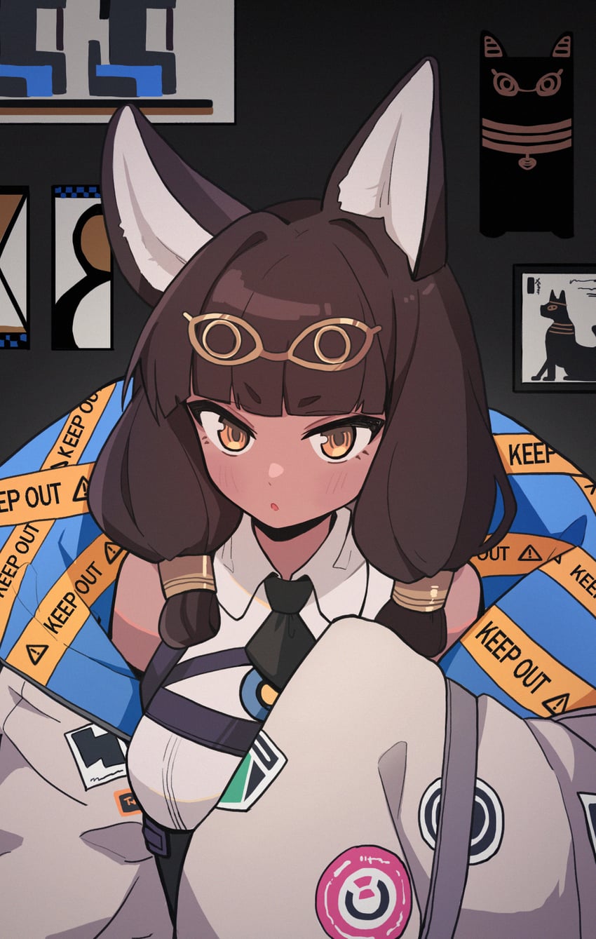 明日方舟、提提 (明日方舟) 1名女孩 惊讶 兽耳 黑发 齐刘海