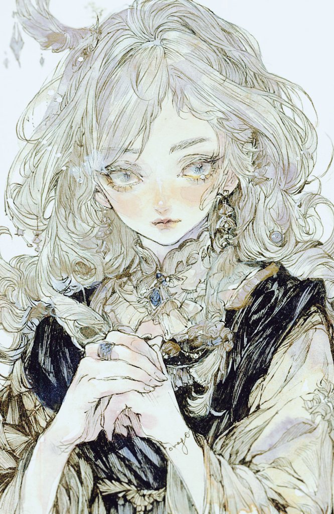 原创 1名女孩 黑衬衫 脸红 手链 耳环