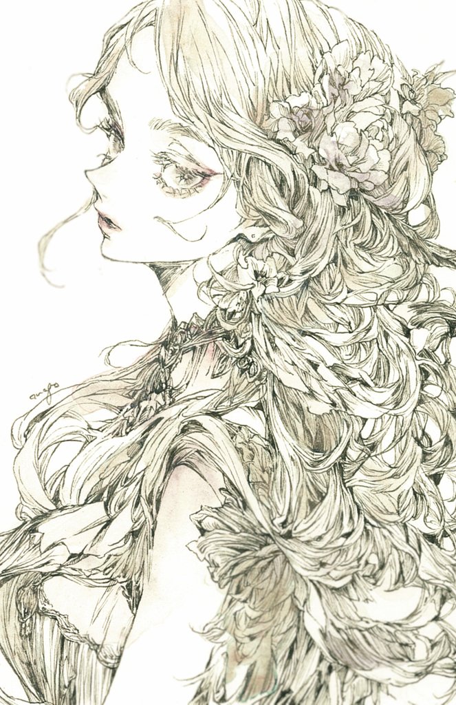 原创 1名女孩 花 额头 褶边衬衫 荷叶边