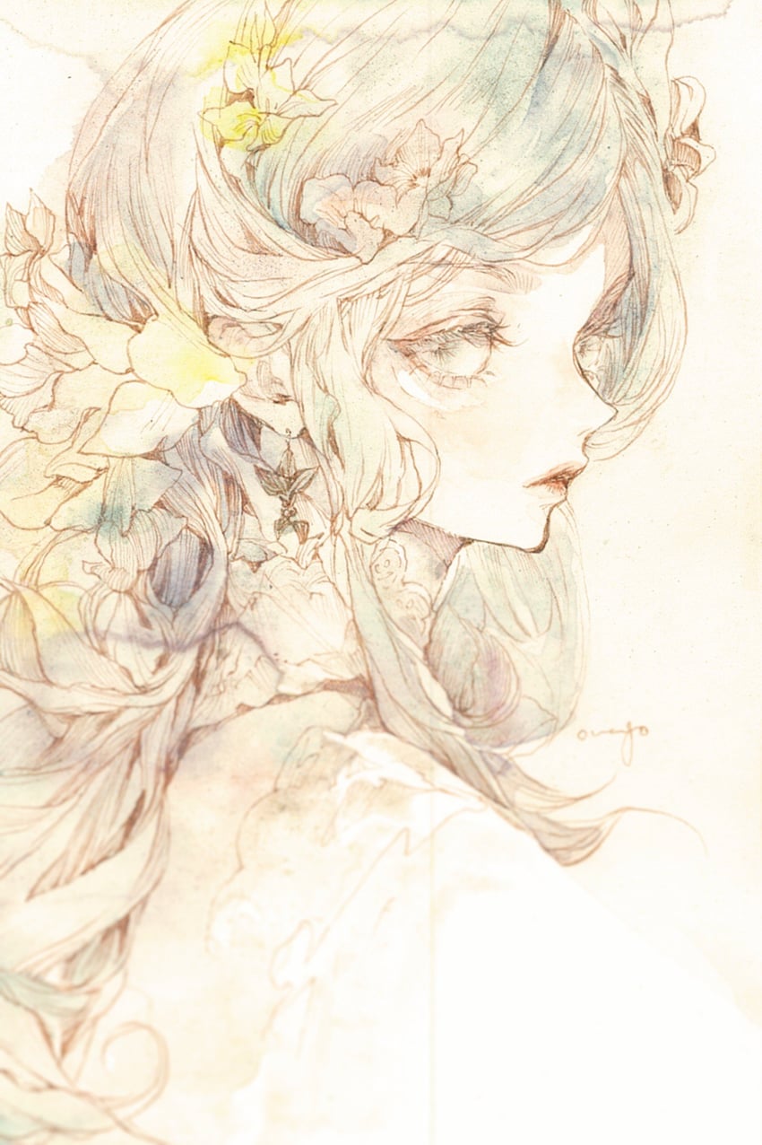 原创 1名女孩 耳环 花 荷叶边 发花