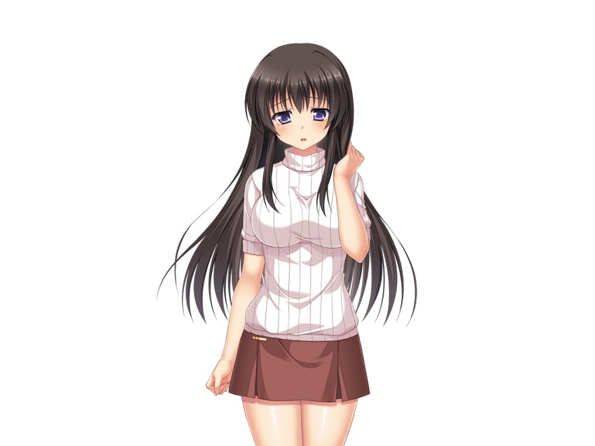 梦见颊！、mikami juri 1名女孩 黑发 脸红 乳房 棕色裙子
