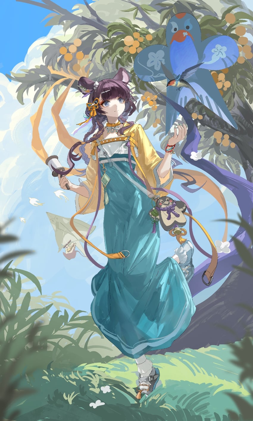 明日方舟、露托娜妲 (明日方舟)、卢托娜达（私语的思念）（明日方舟） 1名女孩 兽耳 鸟 黑发 辫子