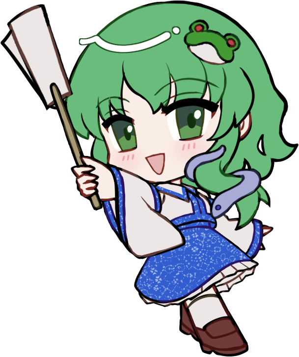 东方Project、东风谷早苗 1名女孩 :D 脸红 棕色鞋子 Q版