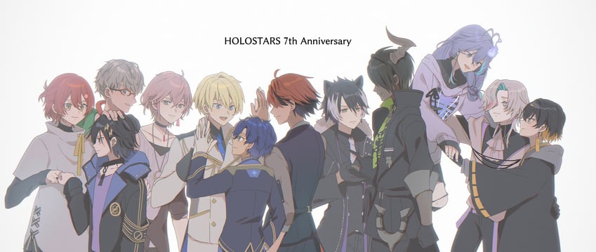 HOLOSTARS、荒咬皇牙、荒咬皇牙 (初始服装) 6个以上男孩 呆毛 兽耳 周年纪念 阿斯科特领巾