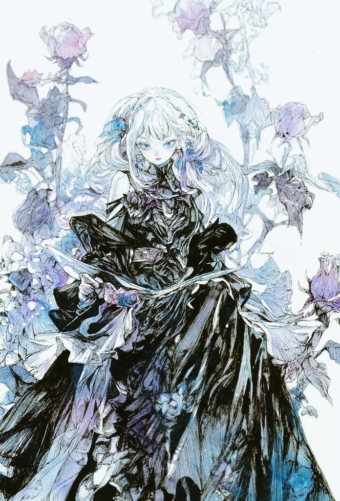 原创 1名女孩 露肩 黑色连衣裙 牛仔镜头 连衣裙