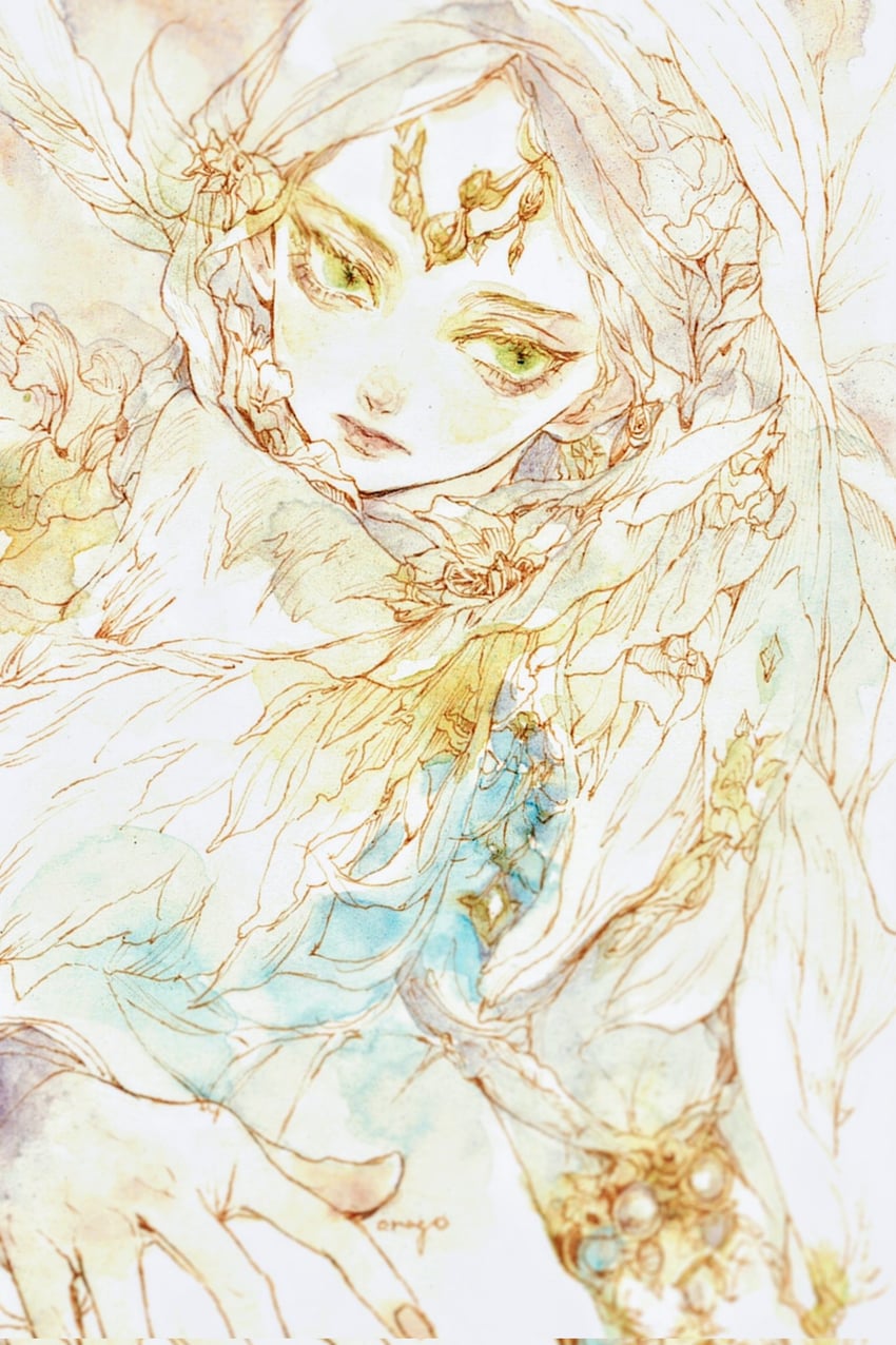原创 1名女孩 蓝色衬衫 披风 特写 耳环