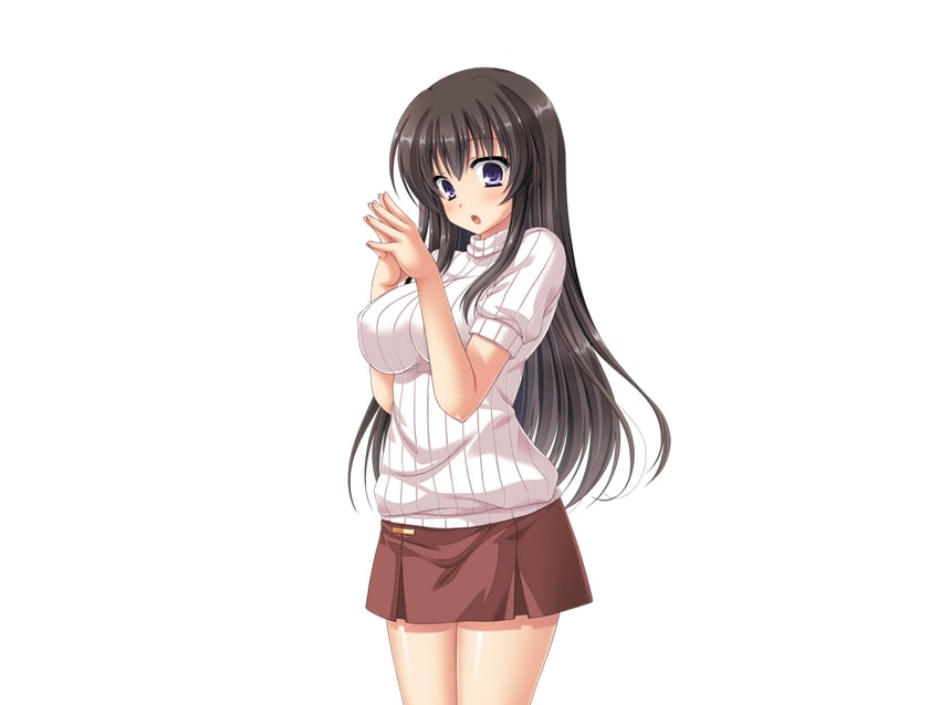 梦见颊！、mikami juri 1名女孩 黑发 脸红 乳房 棕色裙子