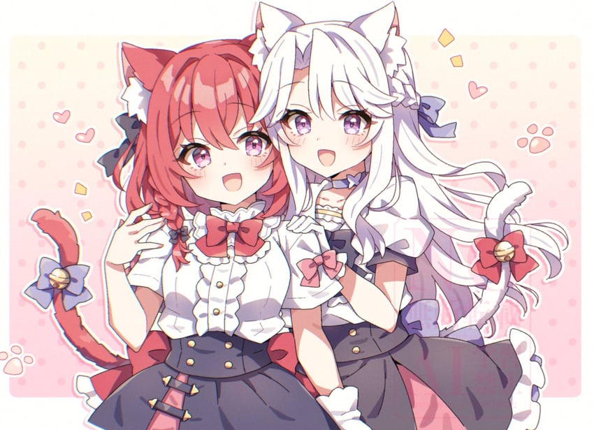 原创 2名女孩 :D 兽耳毛 兽耳 后背蝴蝶结
